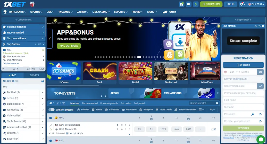 1xbet Sportsbook and Casino Screenshot